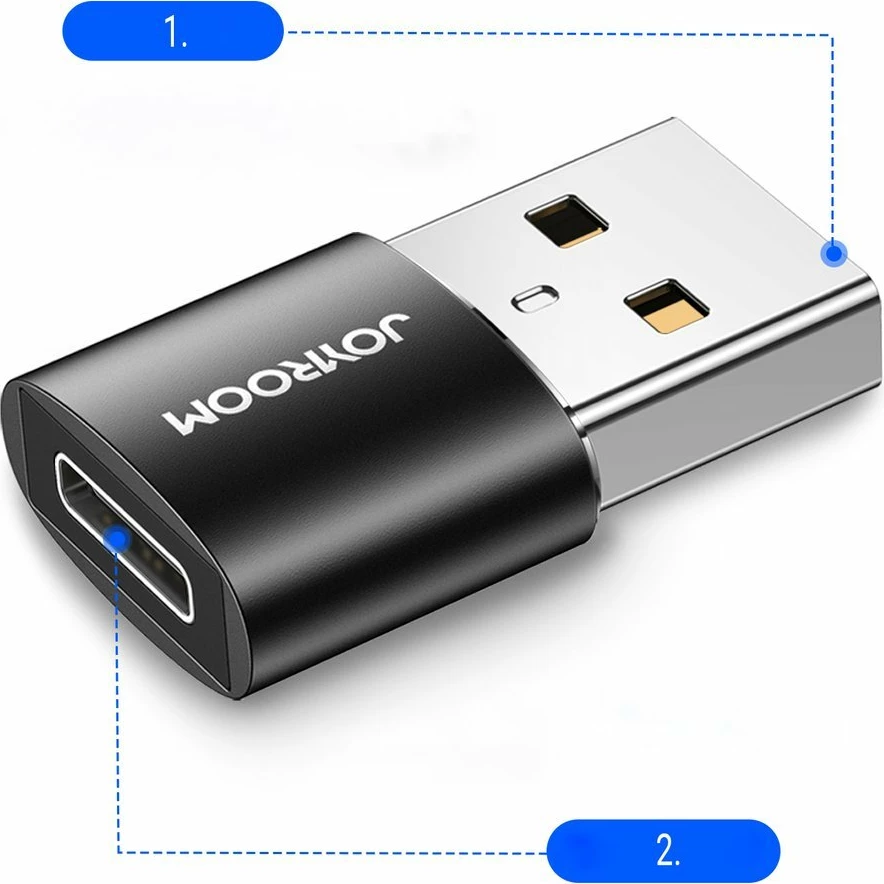 Adapter, Joyroom, S-H152, USB-C (femër) në USB-A (mashkull), USB 3.2 Gen 1 5Gbps, e zezë, set 2 copë