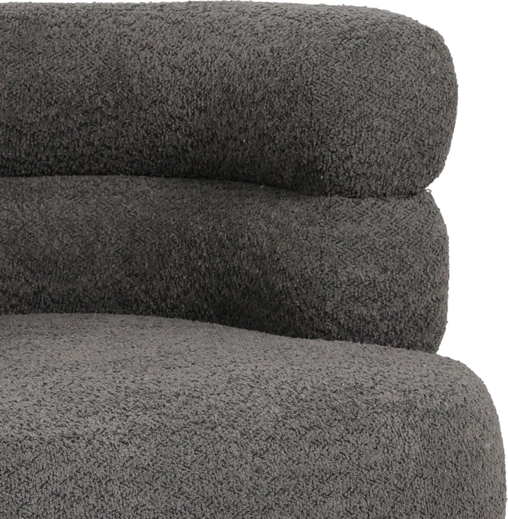 Karrige Foleja, pëlhurë boucle, ngjyrë gri e errët, këmbë metalike të zeza, 76x75x72cm