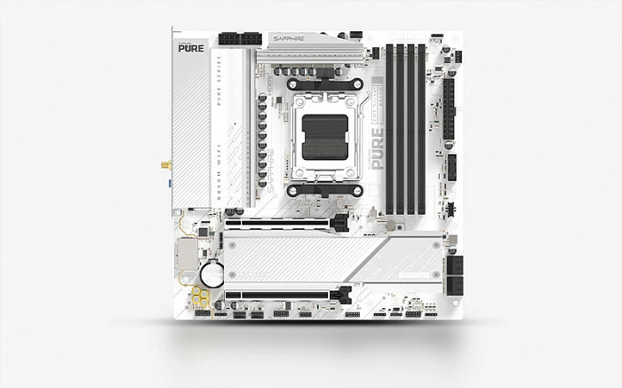 Pllakë amë Sapphire PURE B850M WIFI, Socket AM5, micro ATX, DDR5, Wi‑Fi 6E, e bardhë