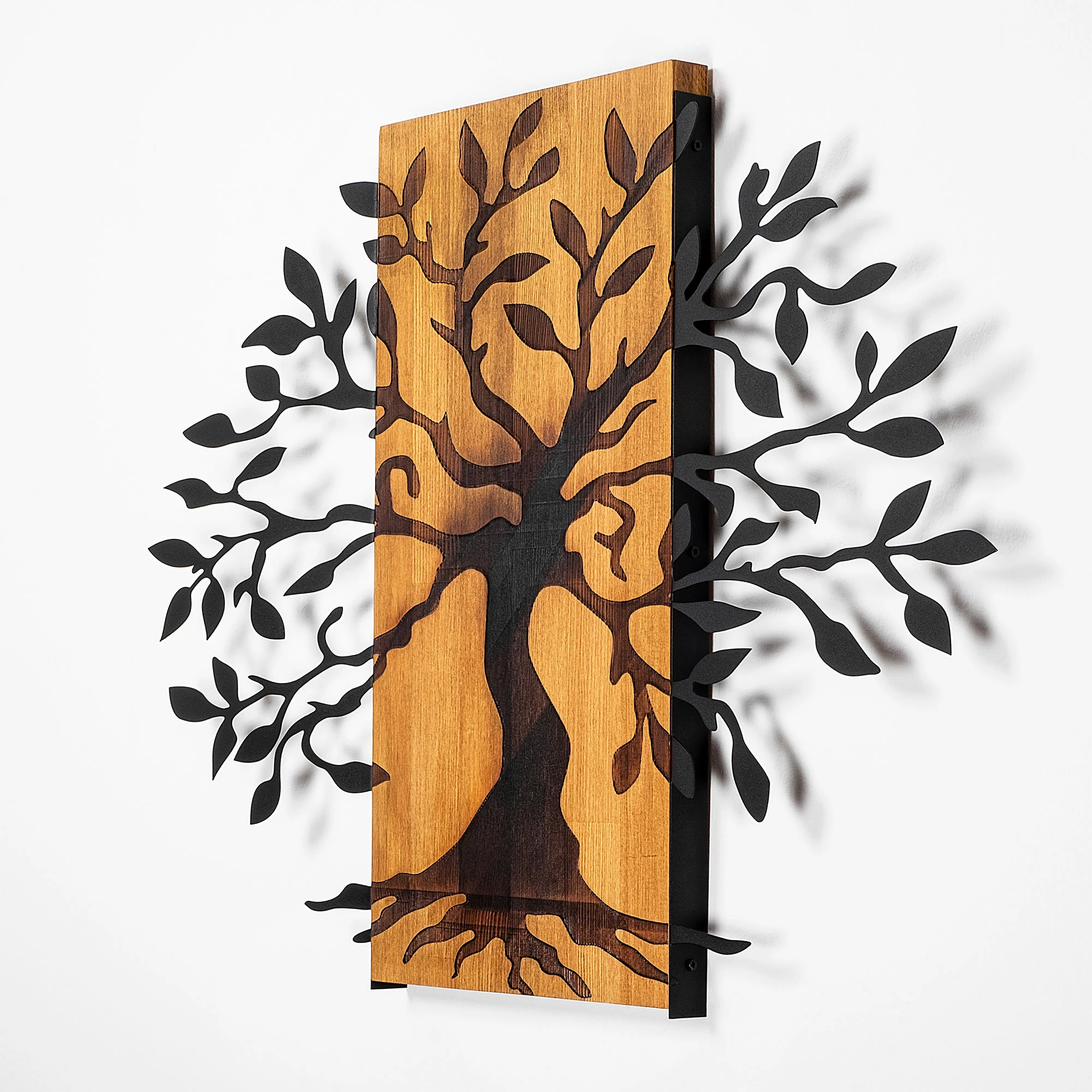 Aksesor dekorativ muri prej druri, Wallity MA-305, ngjyrë arre, e zezë, 58x80cm