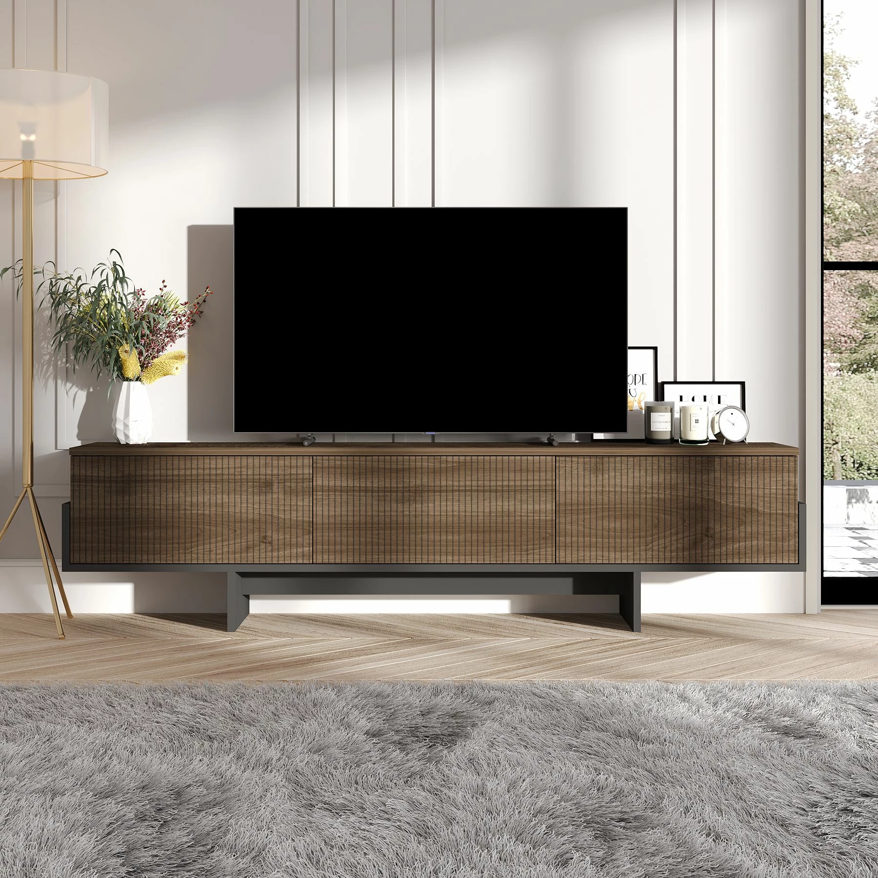 Komodë TV Skye Decor, Hege, ngjyrë arre, e zezë