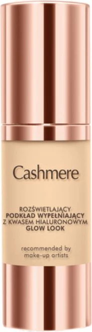 Fondatinë Cashmere Glow Look ndriçuese me acid hialuronik për femra, Beige, 30ml