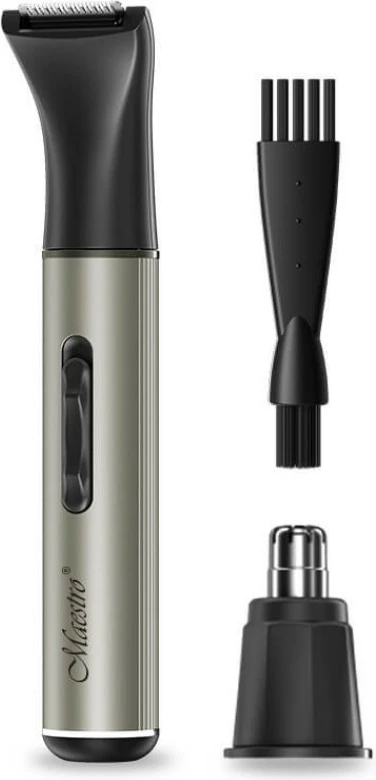 Set trimer 2-në-1, Feel-Maestro MR-666, USB-C, bateri 90 min, tehe çelik inoks, me ndriçim LED, argjendtë