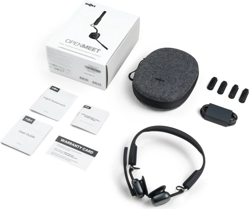 Kufje SHOKZ OpenMeet Wireless Bluetooth, Bone Conduction, për videokonferenca, E zezë