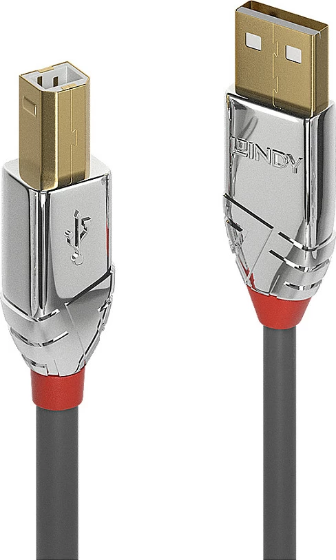 Kabllo USB LINDY Cromo Line, USB-A në USB-B, 3 m, USB 2.0, 480 Mb/s, gri