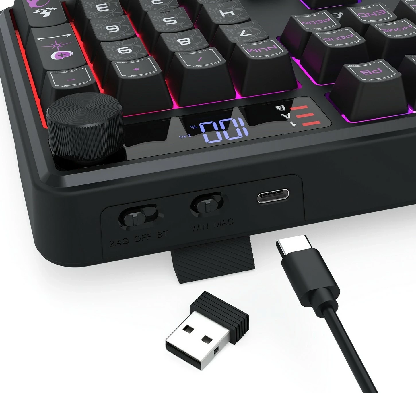 Tastierë gaming Redragon Volcano K526BP-PRO, RGB, wireless/wired, black
