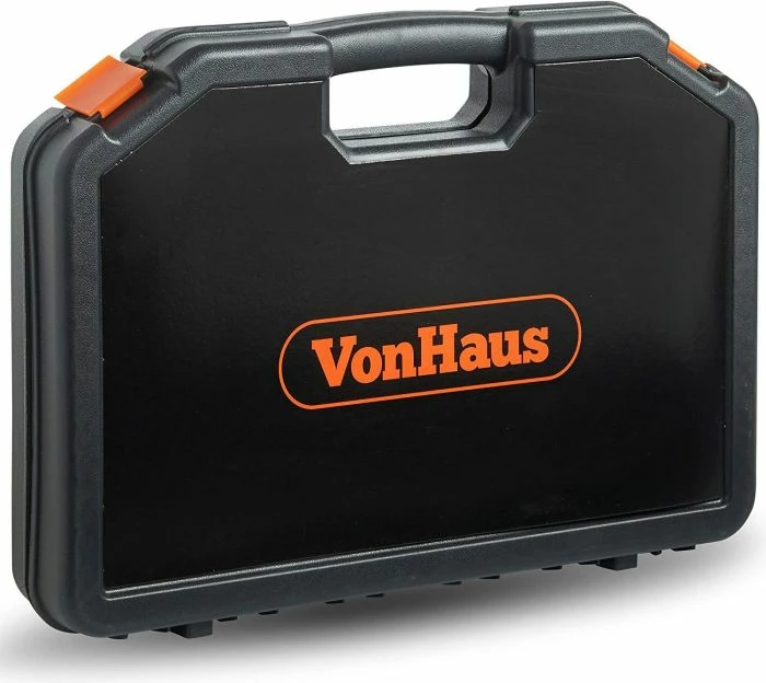 Set maje shpimi VONHAUS 3515384, 246 copë, për dru/metal/beton, me kasë, zi/portokalli