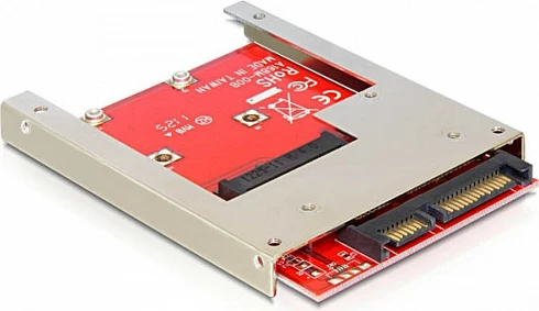 Adapter konvertues DeLOCK 61892, mSATA në SATA 22-pin, formë 2.5", i kuq