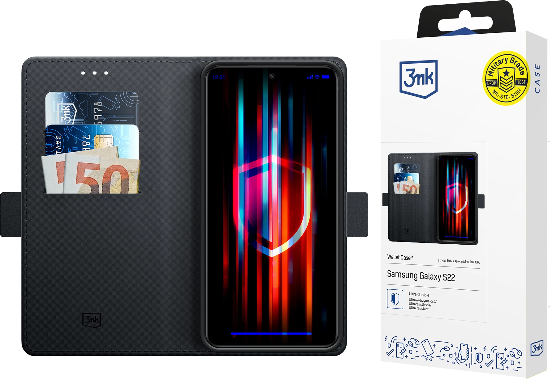 Mbështjellës 3mk Wallet Case për Samsung Galaxy S22 5G, i zi