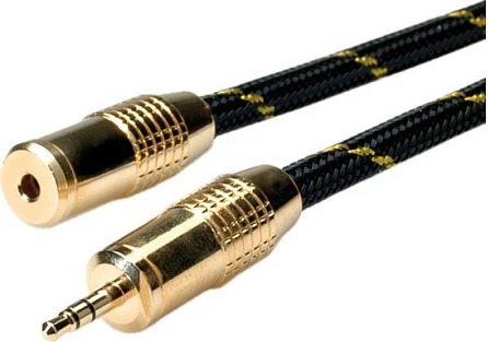 Kabllo zgjatëse audio ROLINE GOLD 3.5mm, 2.5m, mashkull-në-femër, e zezë/ari