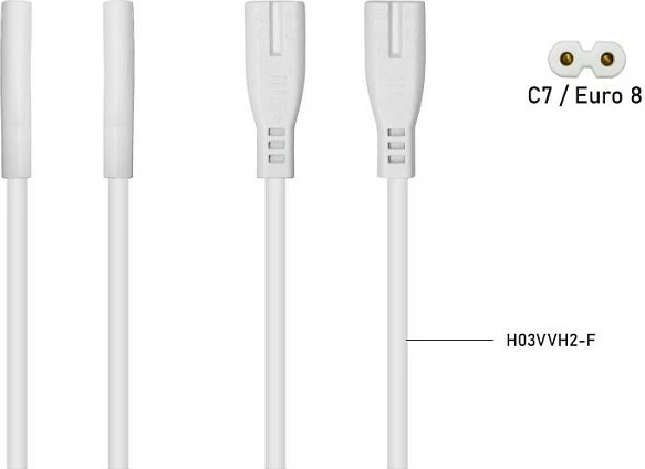 Kabllo zgjatës rryme Kabelmeister C8 (bushë) - C7/Euro, 20 cm, e bardhë