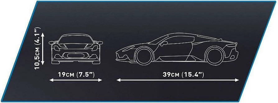 Blloqe ndërtimi Cobi Maserati MC20, 2269 copë, shkallë 1:12, bardhë/zi