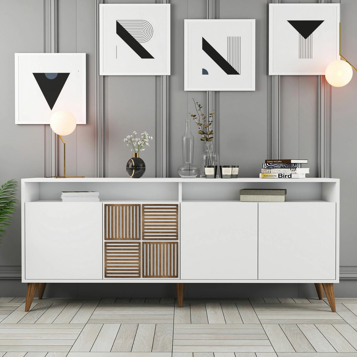 Konsolë moderne Skye Decor, ngjyrë e bardhë, Milan