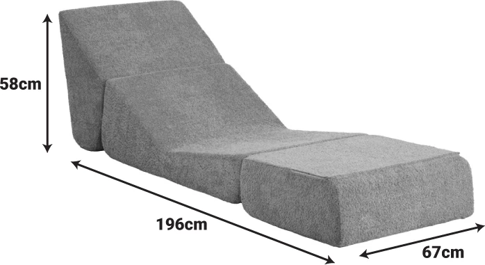 Fotel-krevat Ferderina, material stof, ngjyrë gri e errët, 90x76x65cm
