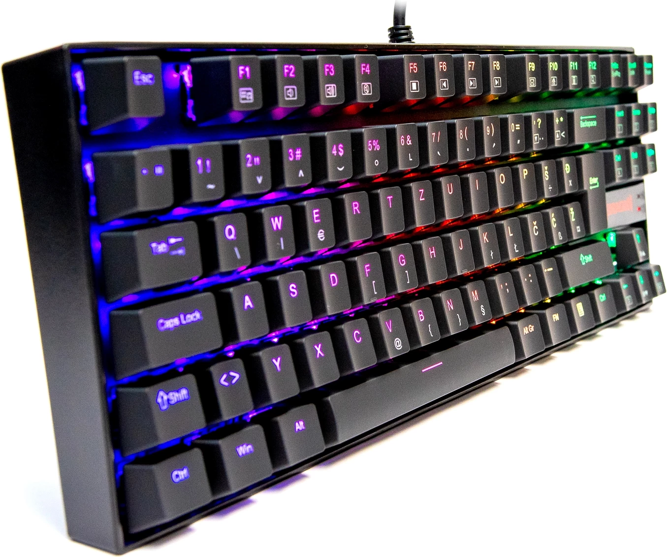 Tastierë mekanike Redragon Kumara K552RGB-1, RGB, wired USB, 87 taste (TKL), Blue Switch, layout SLO/CRO, e zezë