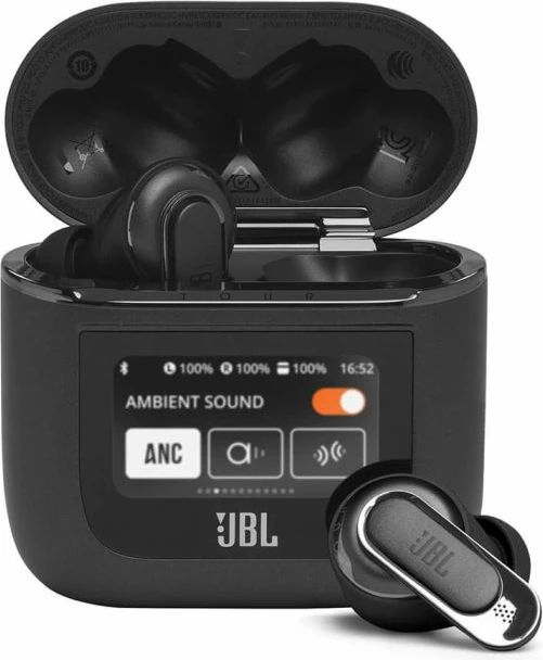 Kufje JBL Tour Pro 2 TWS me mikrofon, ANC adaptiv, Bluetooth 5.3, të zeza, me kasë karikimi smart