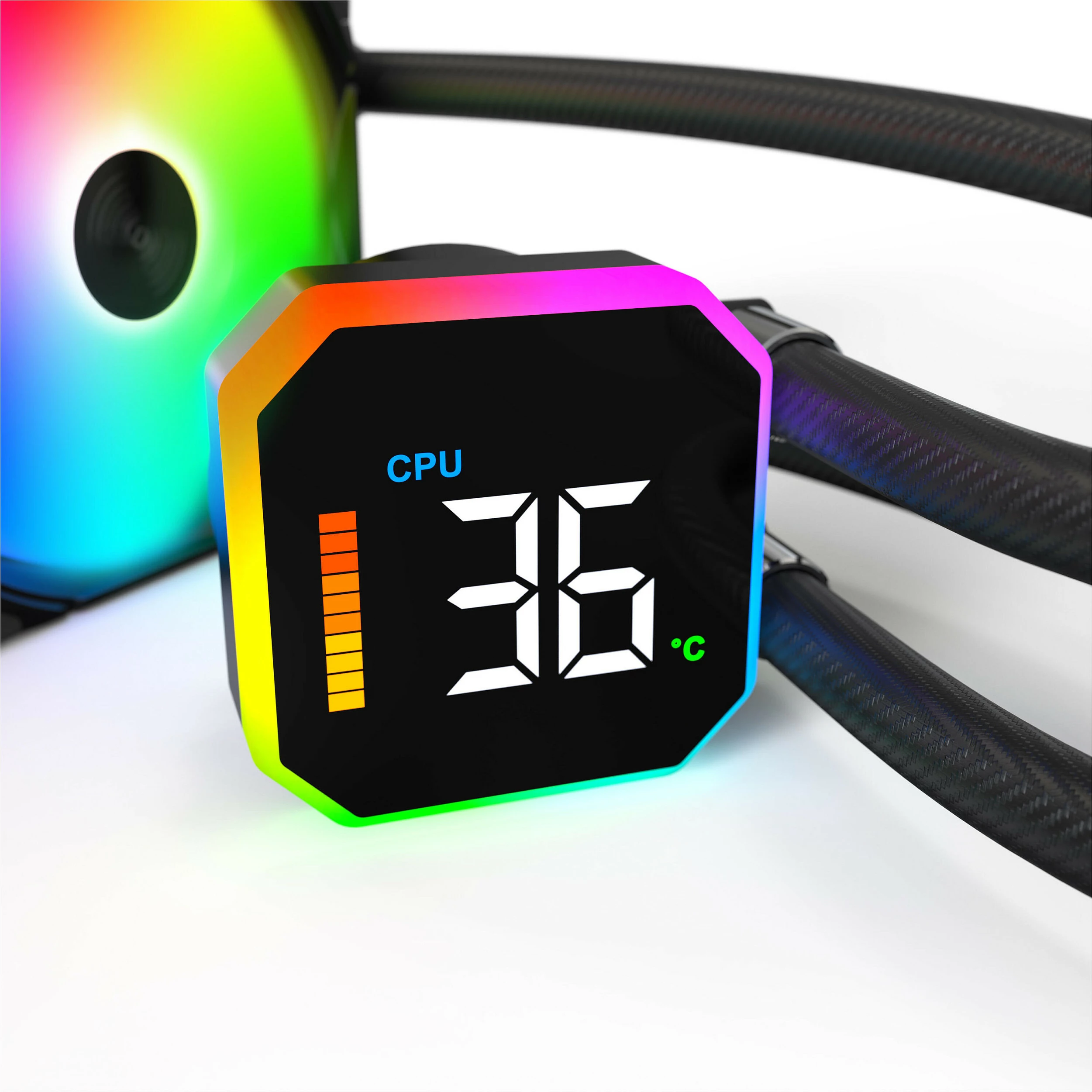 Ftohës uji AIO Montech HyperFlow Digital 360, radiator 360mm, 3x120mm RGB, 129.5 m³/h, i zi