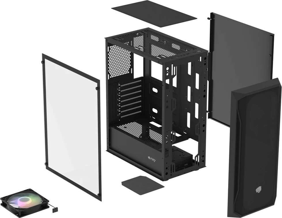 Kasë FURY Shobo SH4 RGB Midi Tower, E zezë