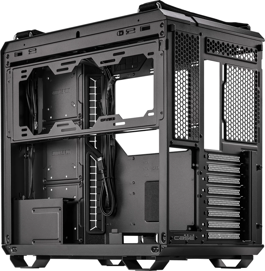 Kasë ASUS TUF Gaming GT502 PLUS, ATX Midi Tower, Dual Chamber, xham i kalitur, 4 ARGB fana + fan hub, USB-C, e zezë