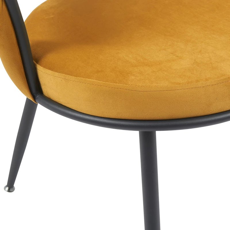 Karrige Alkia, kadife e verdhë, këmbë metalike të zeza, 60x57x68cm