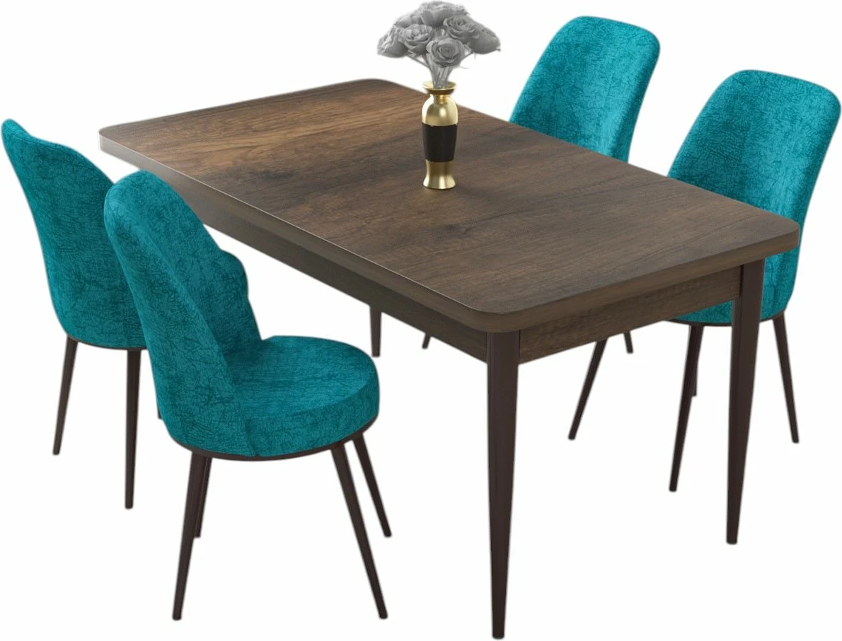 Tavolinë me karrige, 5 copë, Skye Decor, Barok, ngjyrë turquoise