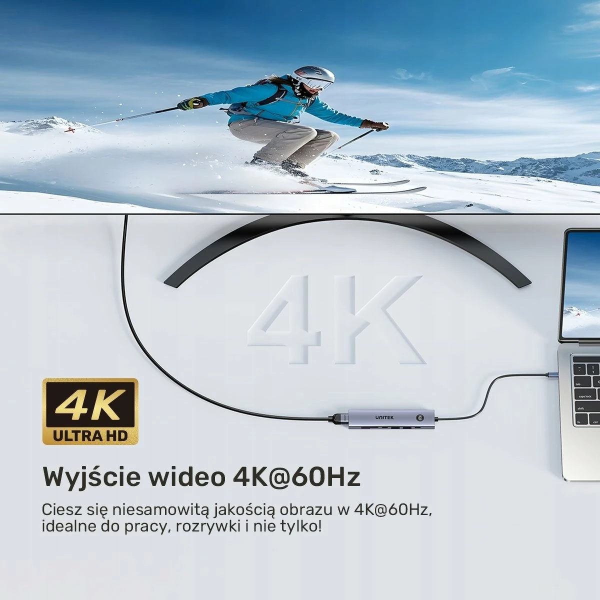 Hub USB-C Unitek H1124AGY01 7-në-1, 4K@60Hz, PD 100W, HDMI On/Off, 5 Gbps, Space Grey