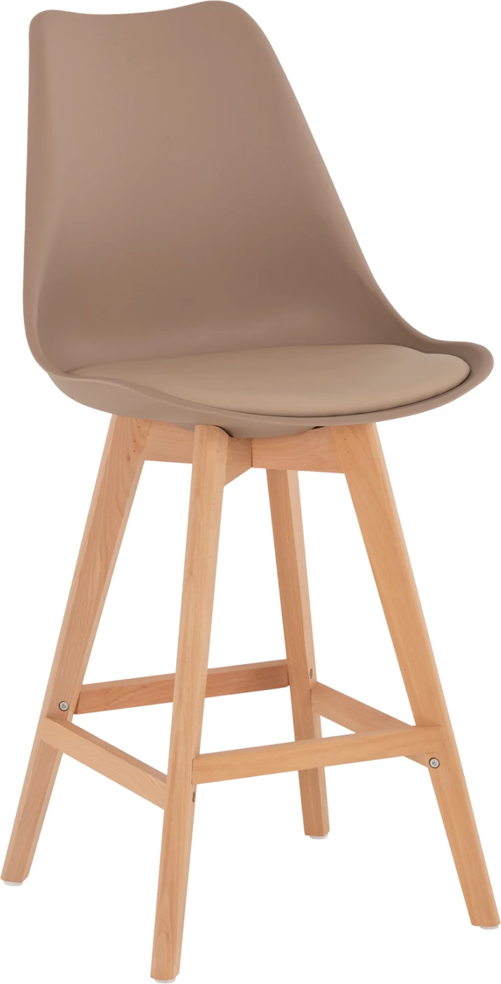 Karrige për bar VEGAS FH8000.55, lartësi mesatare, polipropilenë ngjyrë kapuçino, dru ahu natyral, 47x58x103H cm., set prej 4 copë