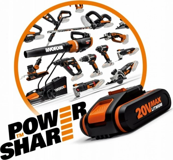 Bateri Worx PowerShare Pro WA3645 20V 5.0Ah, zi/portokalli