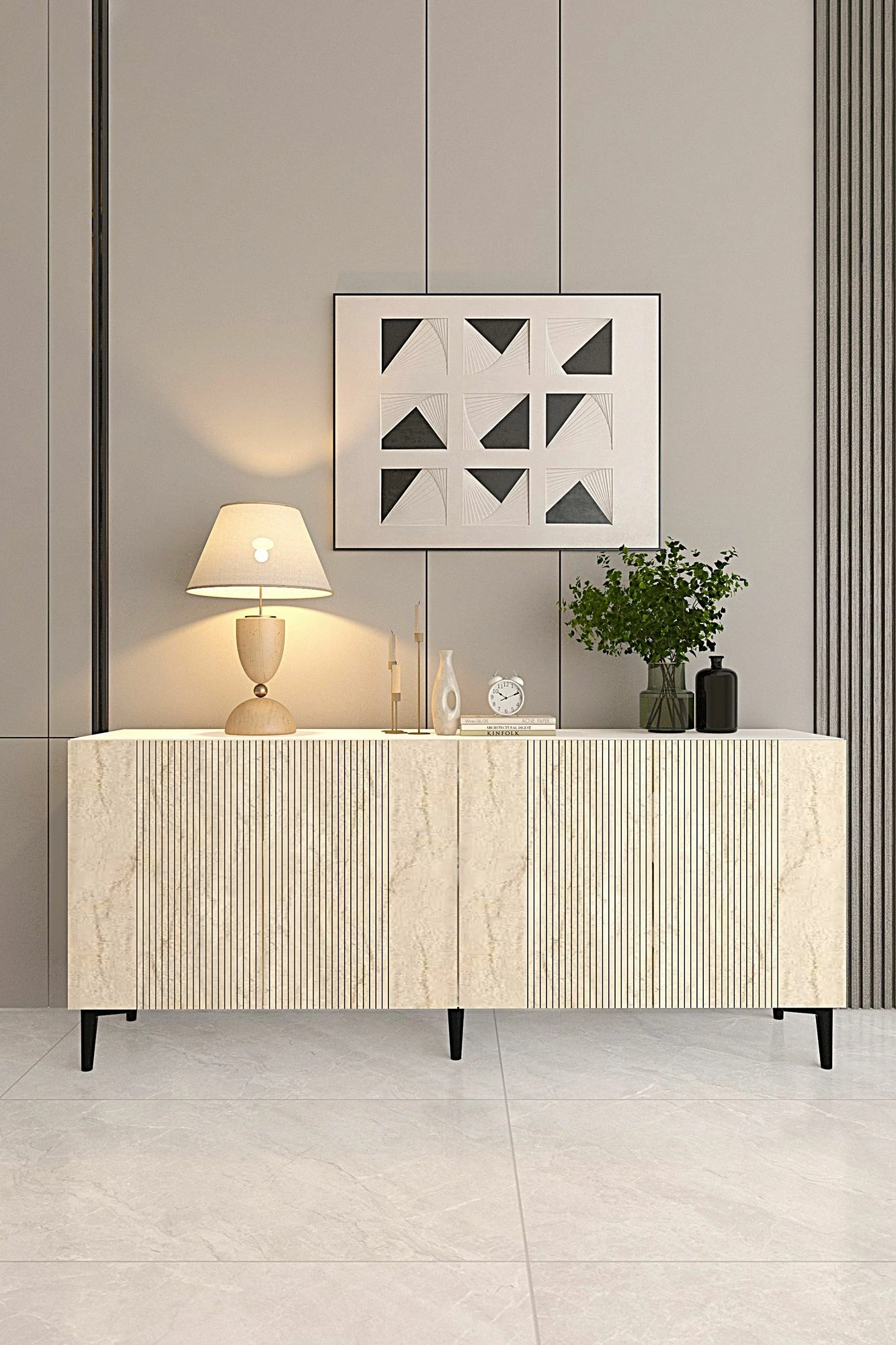 Konsol Skye Decor, Corsa 150, e bardhë, travertin