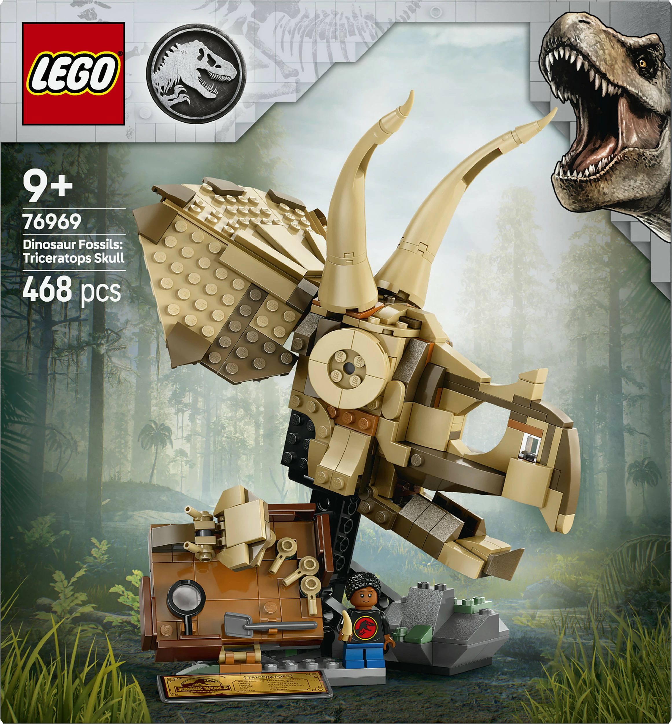 Set ndërtimi LEGO Jurassic World 76969, fosili i Triceratopsit, 468 pjesë, multikolor