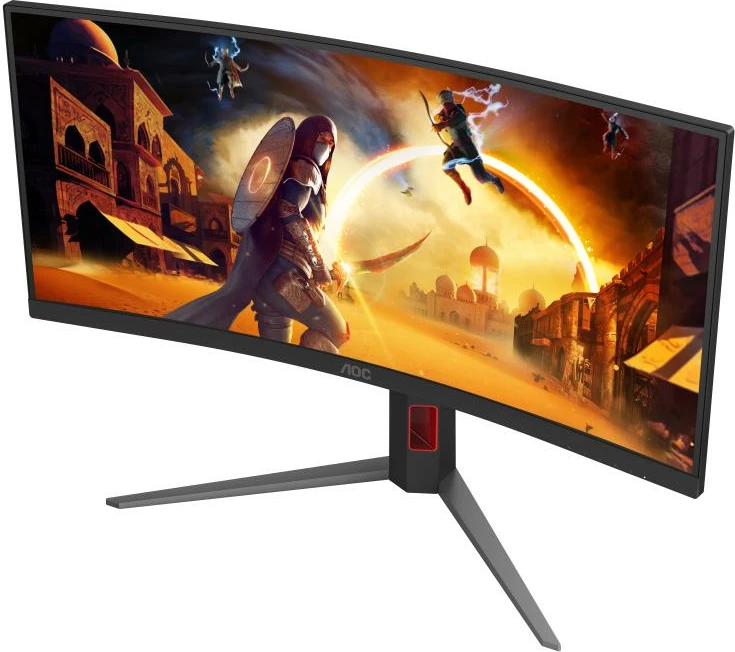 Monitor i lakuar gaming, AOC, CU34G4, 34" WQHD 3440x1440 180 Hz 1ms VA HDR10 AdaptiveSync, zi/kuqe