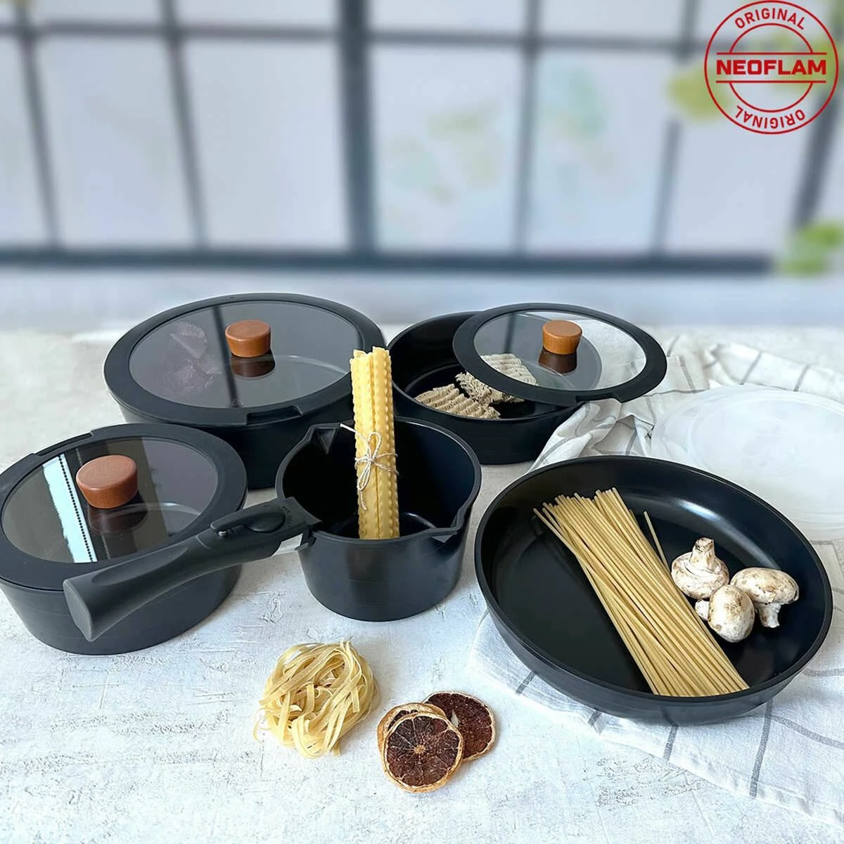 Set tenxheresh (11 pjesë), Hermia Concept, A-NeoflamMidas-11-TT, ngjyrë e zezë