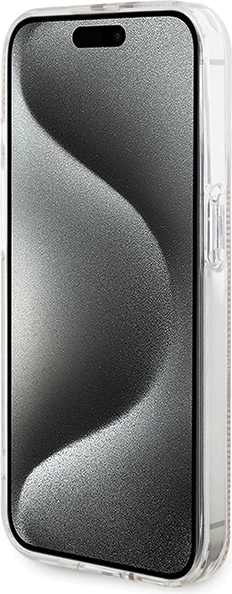 Mbështjellës Guess IML 4G Gold Stripe për iPhone 14 Pro Max, Rozë