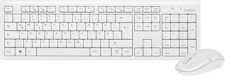 Set maus dhe tastierë wireless LogiLink, full-size, 2.4GHz, USB, bardhë