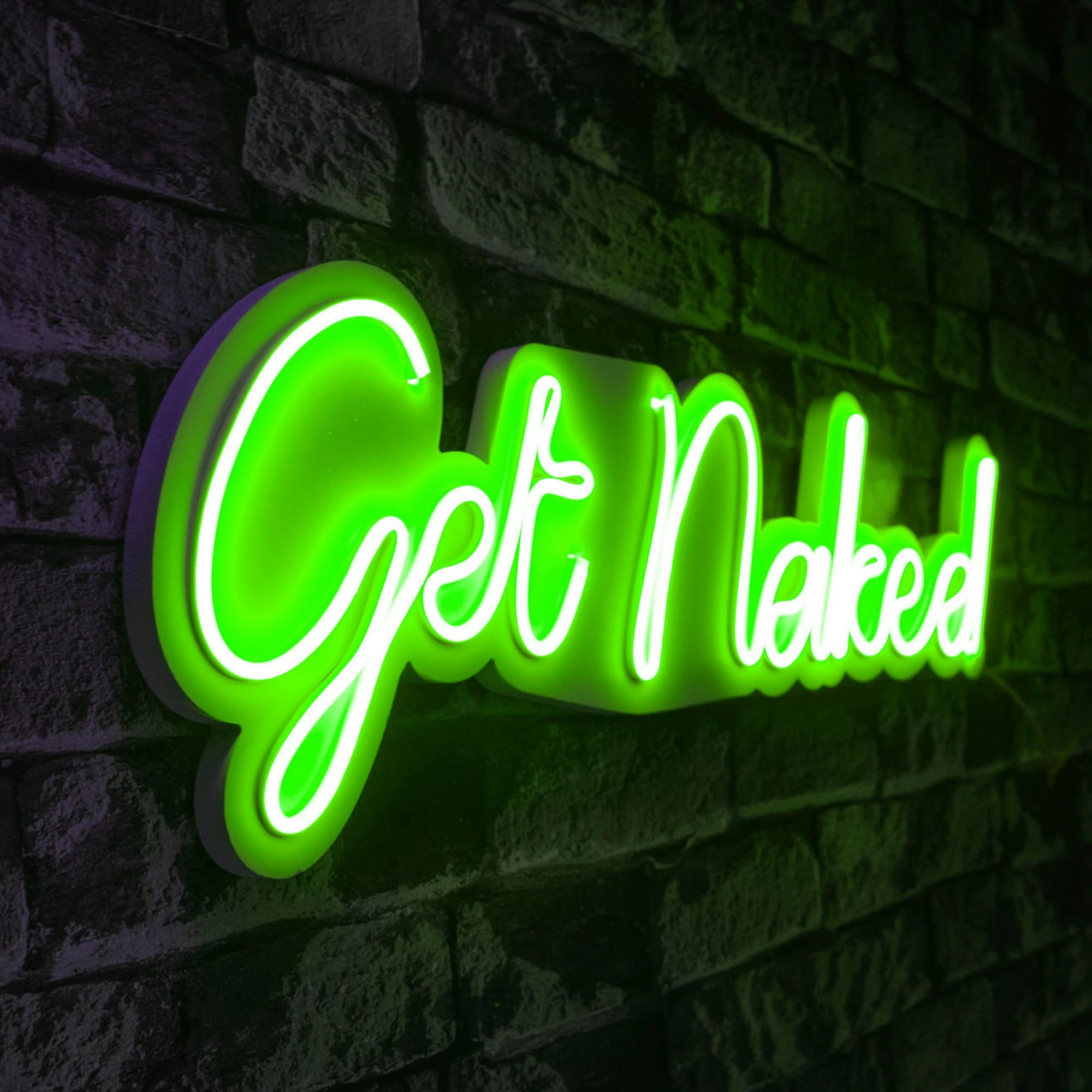 Dritë murale dekorative LED, plastikë, 'Get Naked', ngjyrë e gjelbër