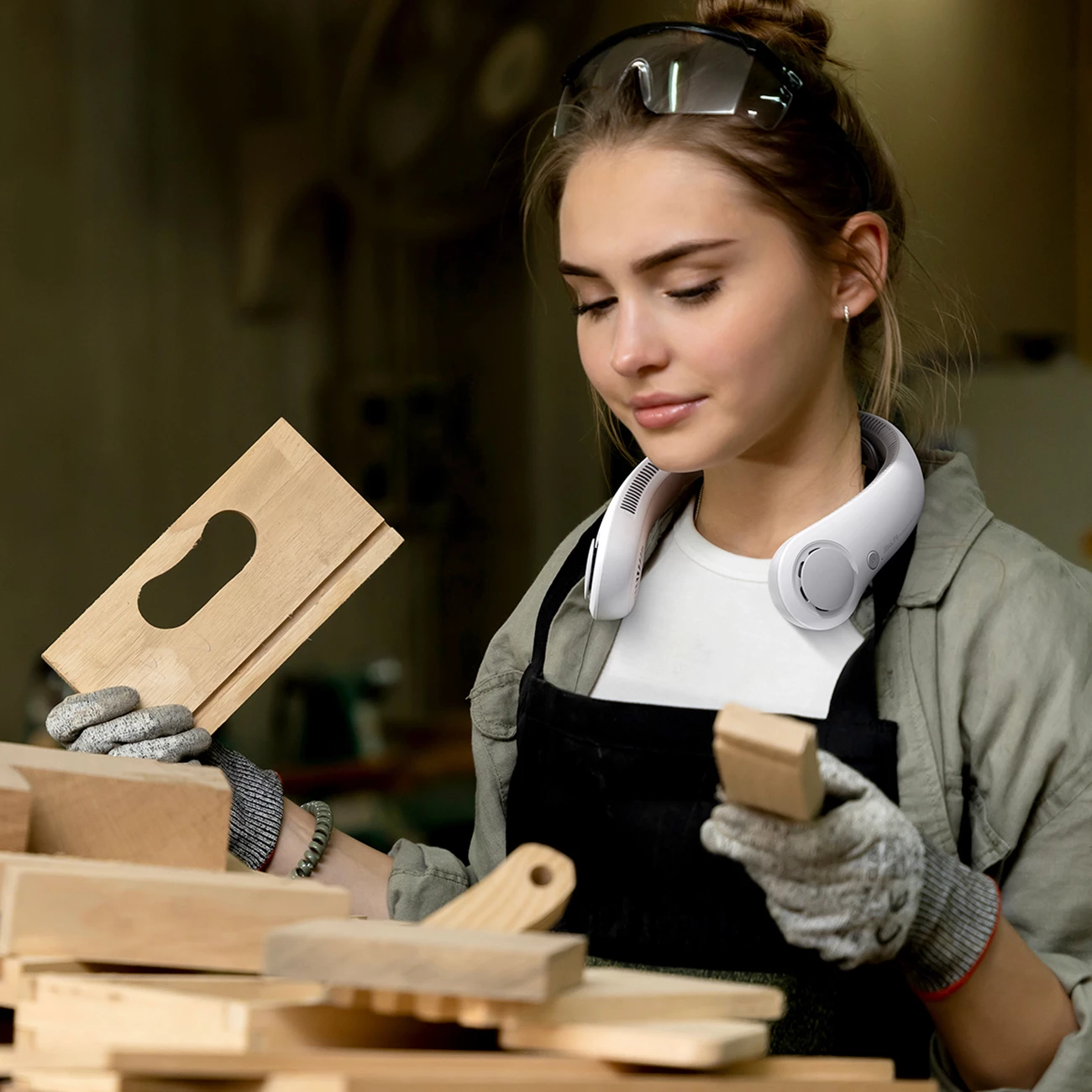 Ventilator qafe Jisulife Neck Fan 4 5000mAh USB-C, gri