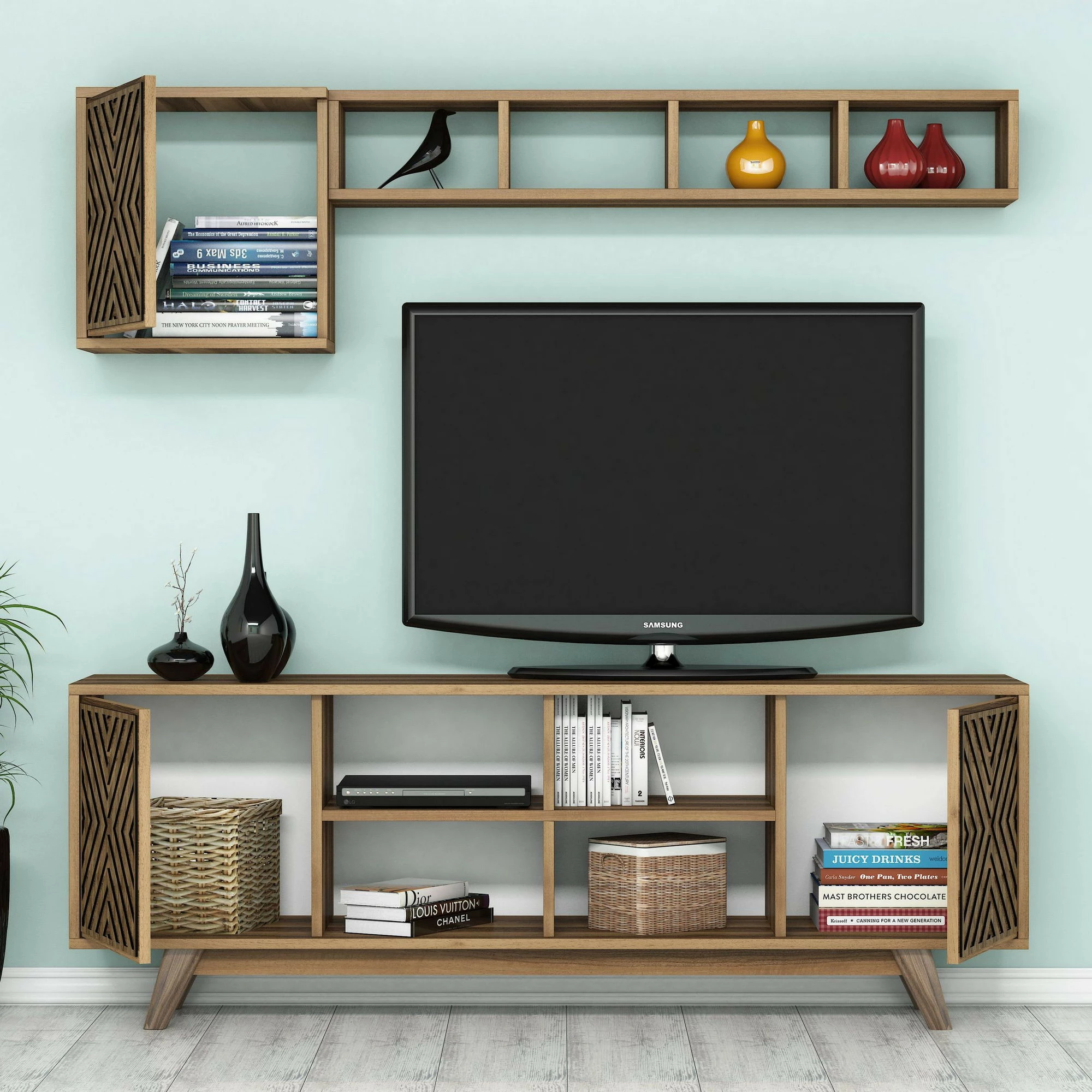 Set mobiljesh për dhomë dite, ngjyrë arre, Hanah Home, Inci