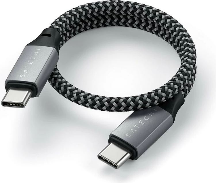 Kabllo USB-C Satechi, USB-C në USB-C, 24-pin, e thurur, gri/zi