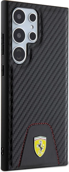 Mbështjellës Ferrari Carbon Stitched Bottom për Samsung Galaxy S24 Ultra, i zi