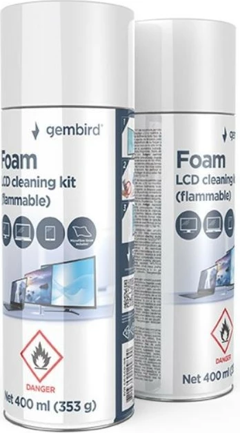 Shkumë pastruese për ekrane LCD Gembird CK-LCD-08, 400 ml, me leckë mikrofibre