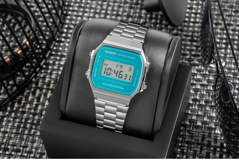 Orë dore për meshkuj Casio, vintage, argjend