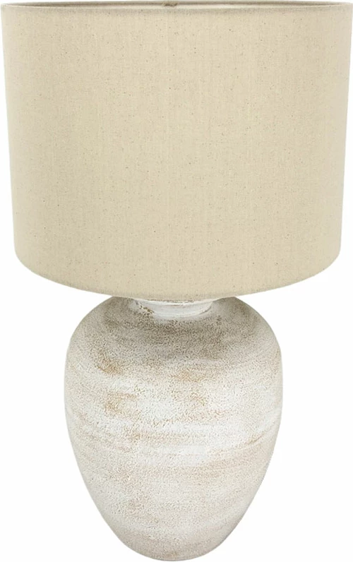 Llambë tavoline ORILIA, metal i bardhë, kanavacë bezhë, 35x35x61cm