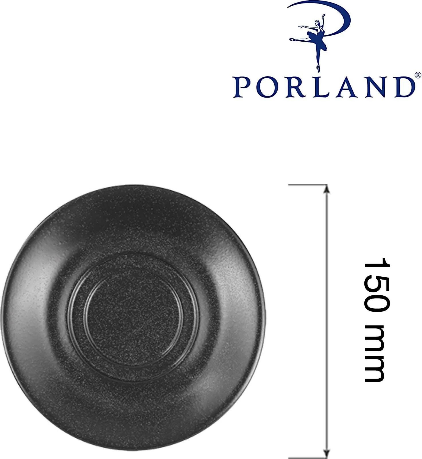 Pjatëz për filxhan të stivueshëm Porland Seasons Coal 150 mm porcelan, set 6 copë, e zezë