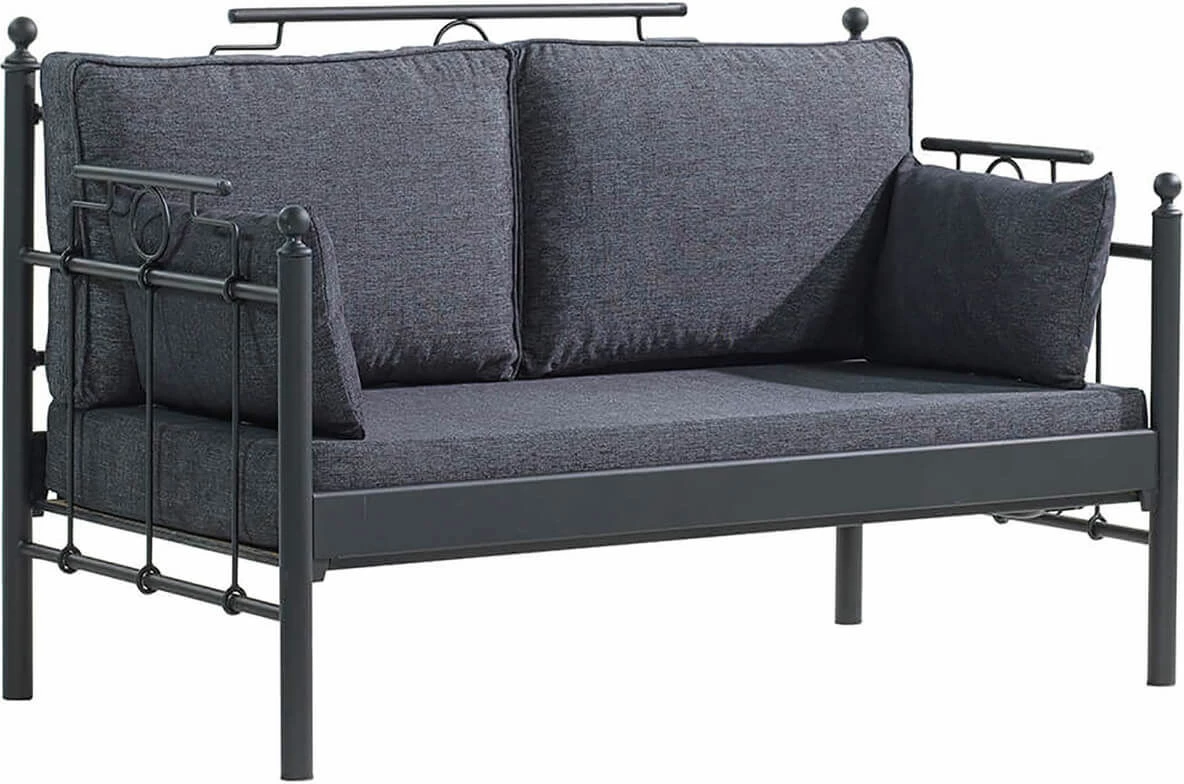 Divan kopshti dy ulëse, Skye Decor, ngjyrë e zezë dhe antracit