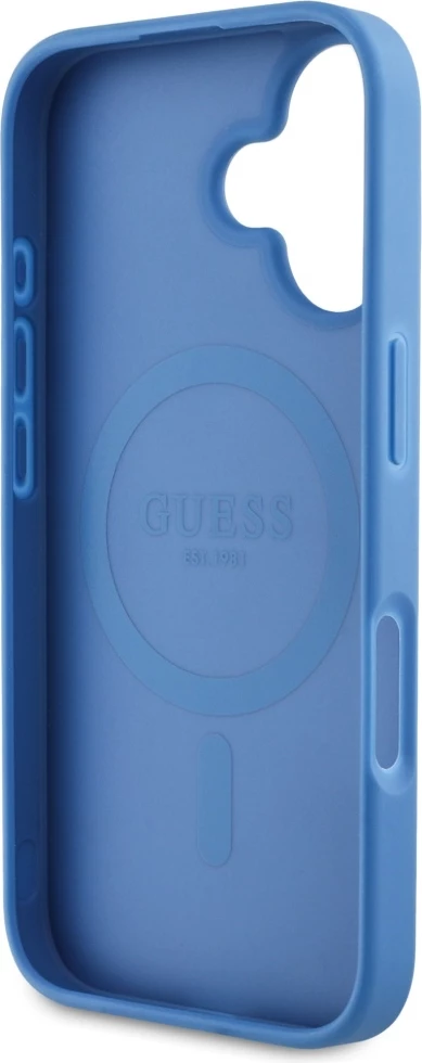 Mbështjellës Guess 4G Circle Classic Logo MagSafe për iPhone 16, Kaltër
