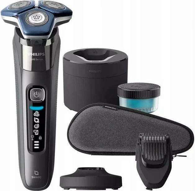 Makinë rroje Philips Series 7000 S7887/58, Wet & Dry, bateri t’integrume, 60 min punë, karikim 1 orë, gri e errët, set me kuti udhëtimi