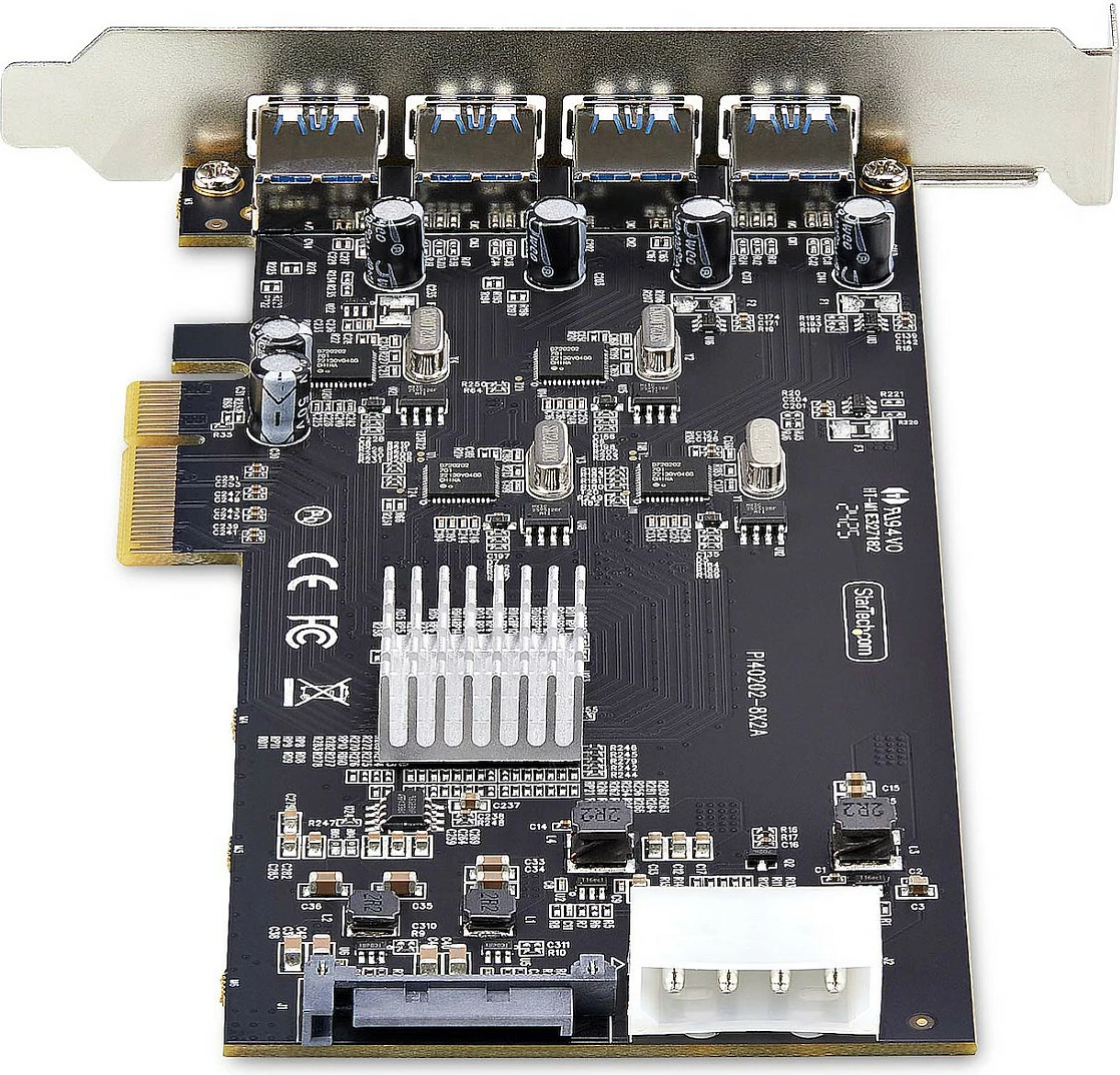 Kartë zgjerimi USB PCIe StarTech 4-Port, USB 3.2 Gen 1 5Gbps, 4x USB-A, PCIe 2.0 x4, e zezë