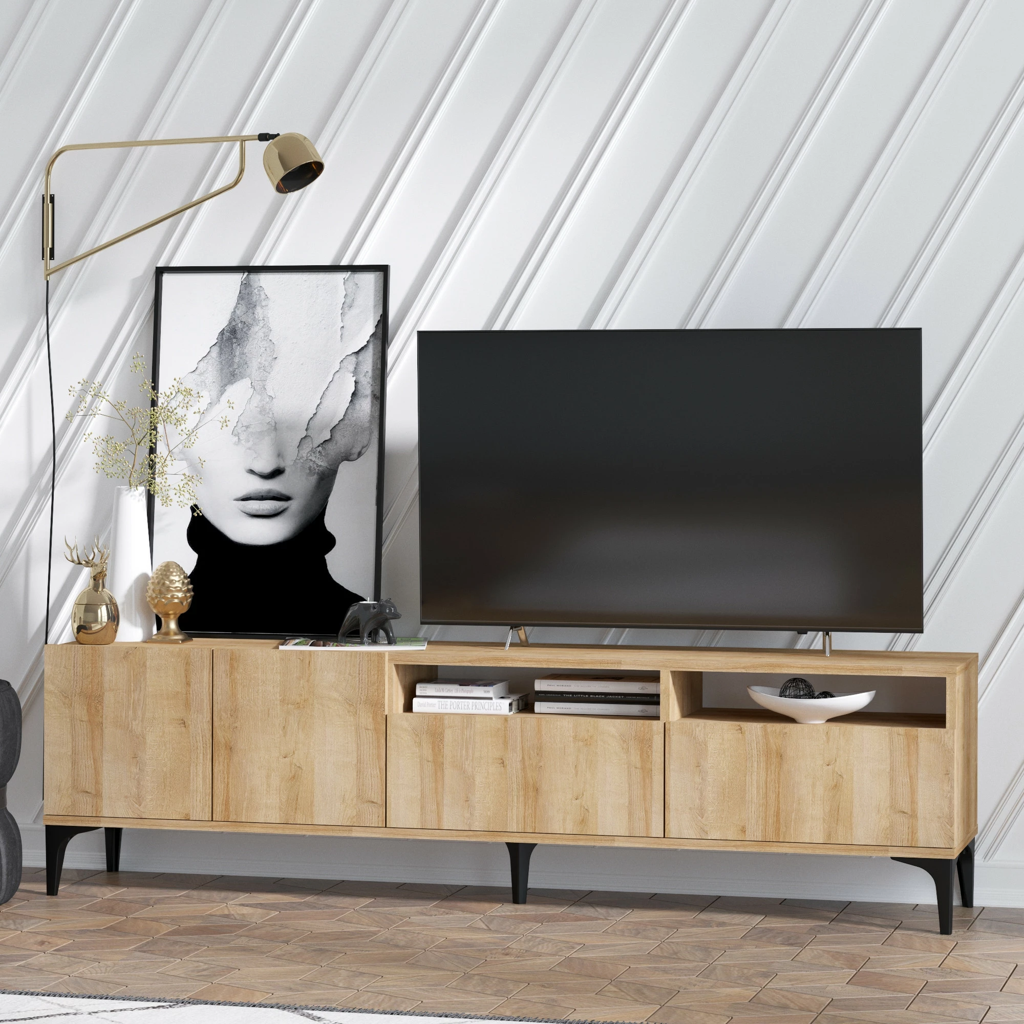 Komodë TV Hanah Home, ngjyrë lisi, Ross