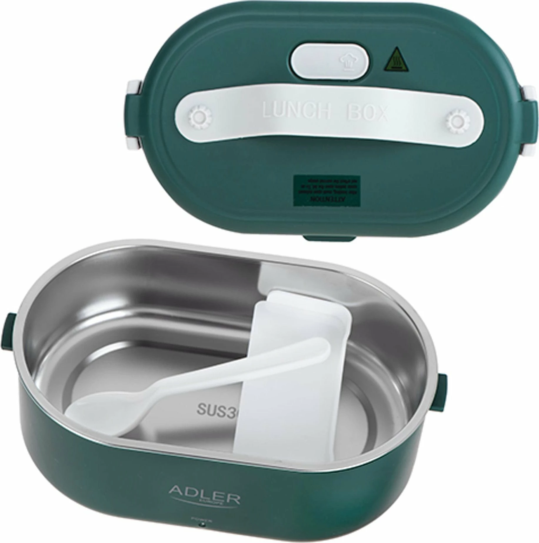 Enë ushqimi elektrike Adler AD 4505, 0.8 L, inox SUS304, ngrohëse, jeshile, me lugë