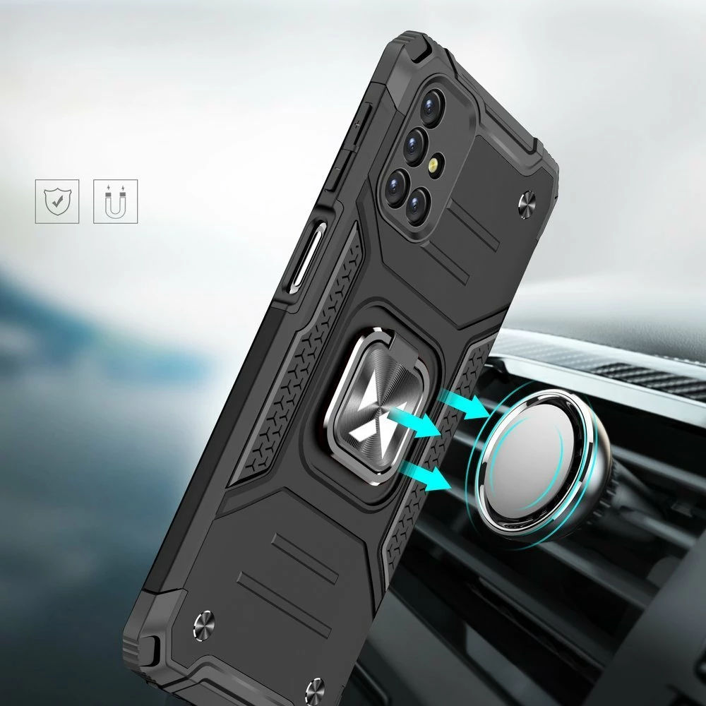 Mbështjellës Wozinsky Ring Armor me këmbë dhe dorezë, për Samsung Galaxy M31s, Argjendtë